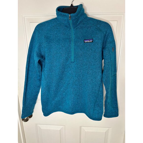 Patagonia Womens Small Quarter-Zip Blue Fleece Pullover With Arm Pocket - Picture 6 of 10